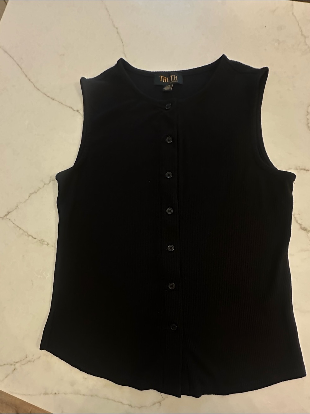 Truth Black Ribbed Button-Front Tank - Picture 3 of 4